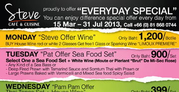 Steve Café & Cuisine Everyday Special Promotion